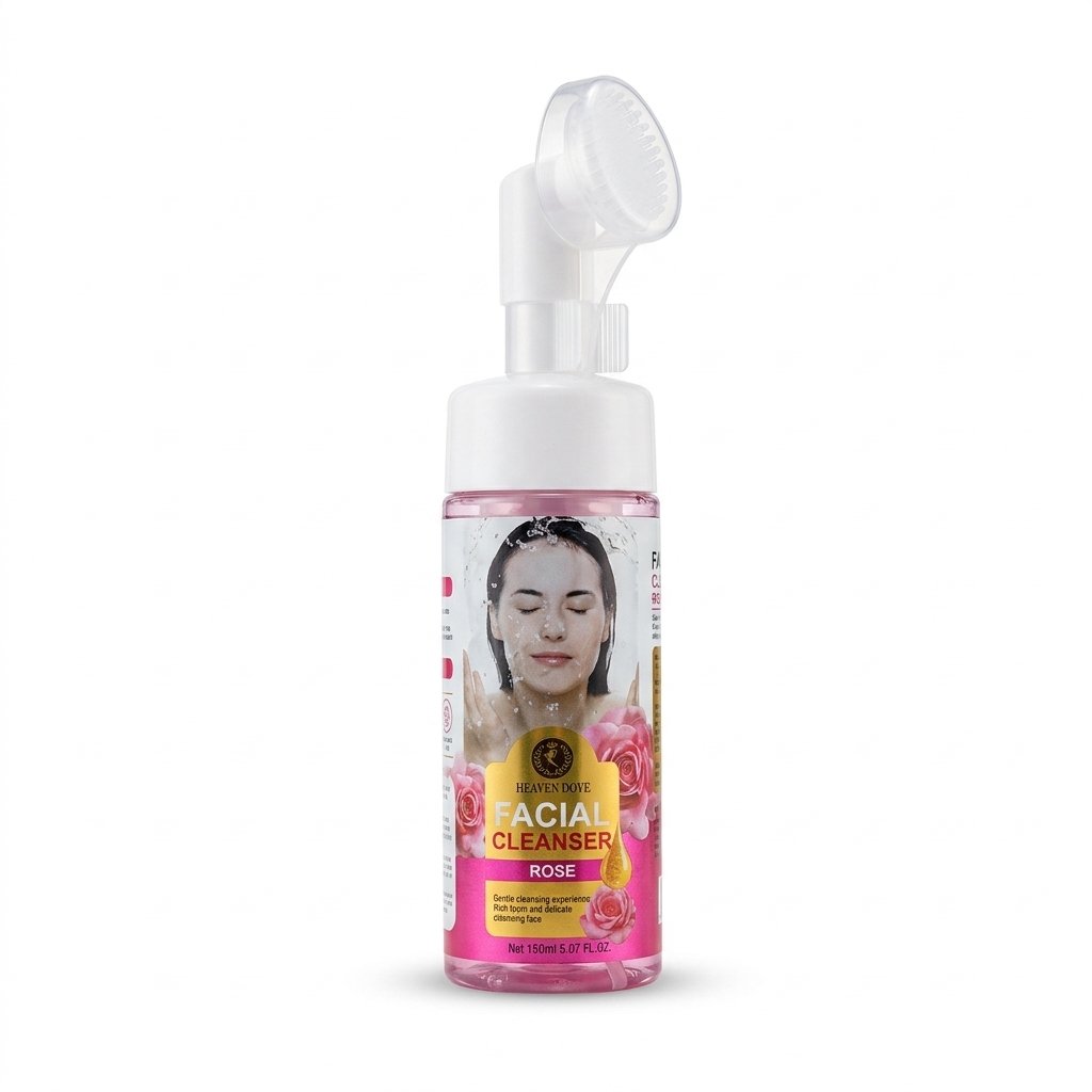 Heaven Dove Rose Foaming Facial Cleanser with Silicone Brush 150ml